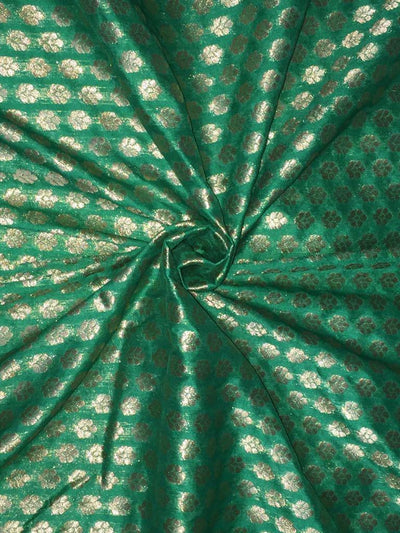 Brocade fabric Green &amp; Metallic Gold Color 44&quot;