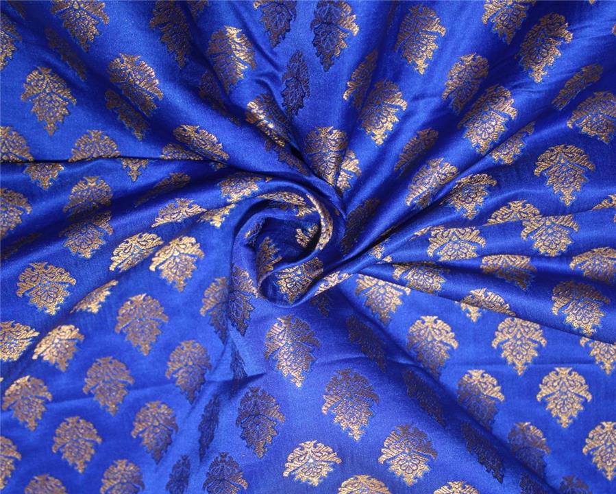 Brocade fabric royal blue x metallic gold color 44" wide bro668[3]