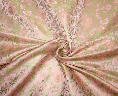 Brocade fabric cute light pink x green color 44" wide bro669[2]