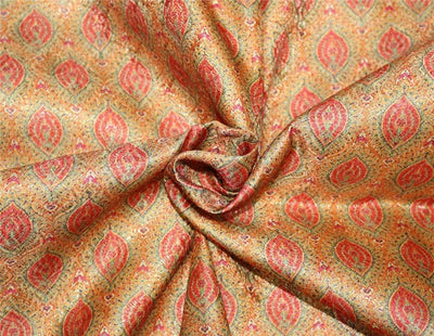 Brocade fabric mustard and orange color 44" wide BRO660[3]