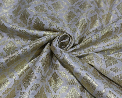 Silk Brocade Fabric Ivory x Metallic Gold Color 44" wide BRO655[5]