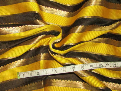 Brocade fabric yellow, balck x metallic gold 44&quot;wide