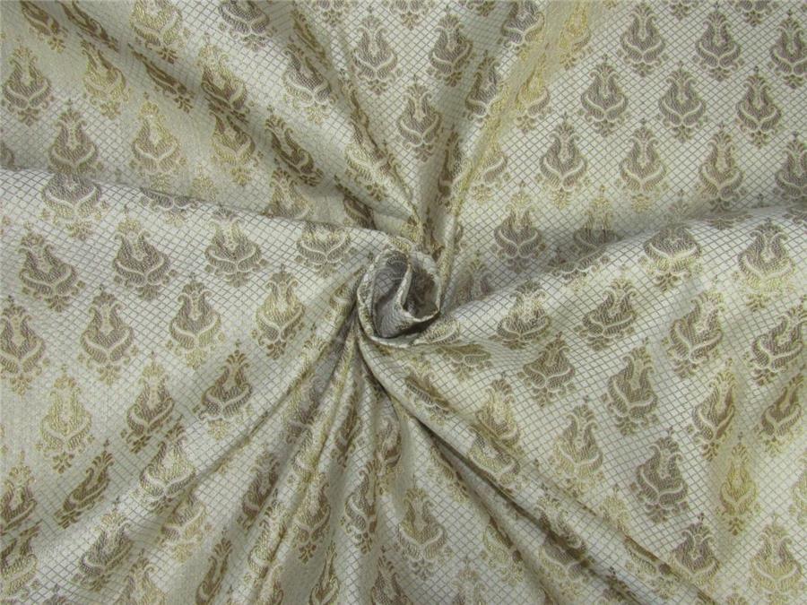 Brocade fabric ivory x metallic gold color 44&quot; wide