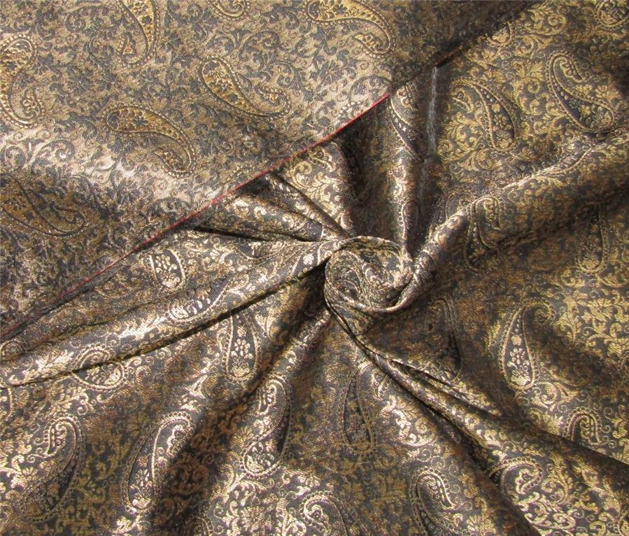 Reversible Brocade fabric black x antique gold color 44&quot; wide