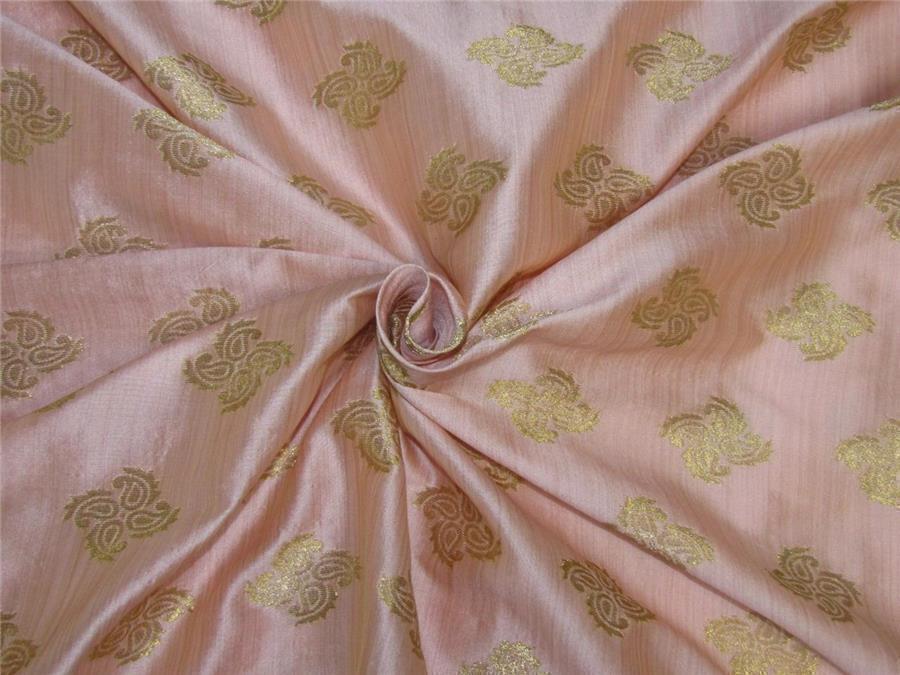 Brocade fabric Peachy pink X metallic gold color 44" wide BRO601[4]