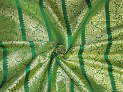 Brocade border fabric green x metallic gold color 44" wide BRO658[3]