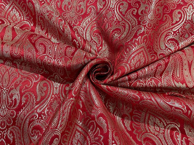 Silk Brocade fabric 44" wide BRO831 available in 8 colors [GREEN/ROSE PINK/RED/BISCUIT BEIGE/ EMRELED GREEN/PINK/ORANGE/ ELECTRIC BLUE]