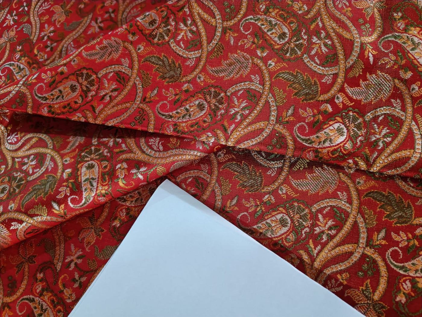 Silk Brocade fabric 44" wide BRO862 available in 3 colours [YELLOW, RED, GREEN]