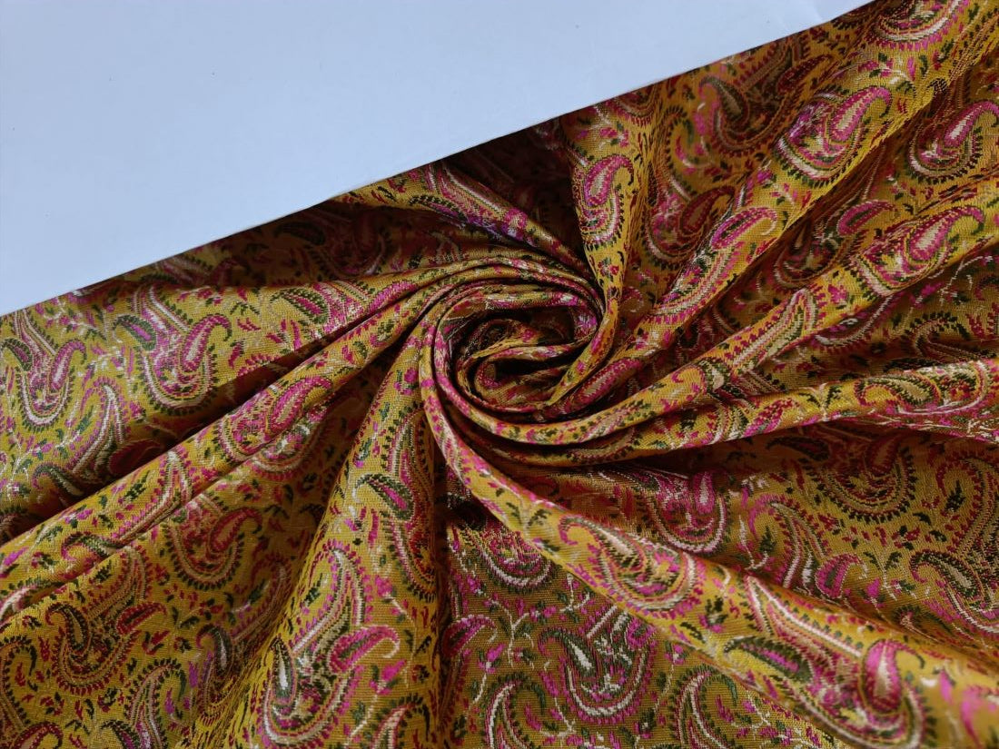 Silk Brocade fabric 44" wide BRO862 available in 3 colours [YELLOW, RED, GREEN]