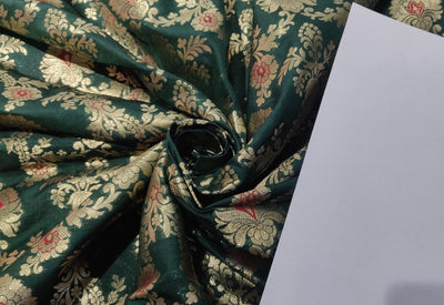 Silk Brocade fabric 44" wide BRO864 available in 7 colours [black,red,green,maroon,ink,purple]