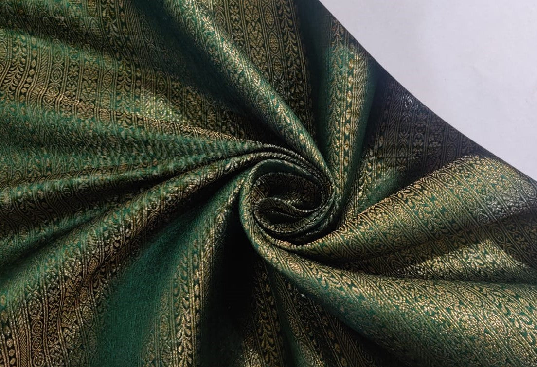 Silk Brocade fabric 44" wide BRO863 available in 3 colours [GREEN ,RED , NAVY]