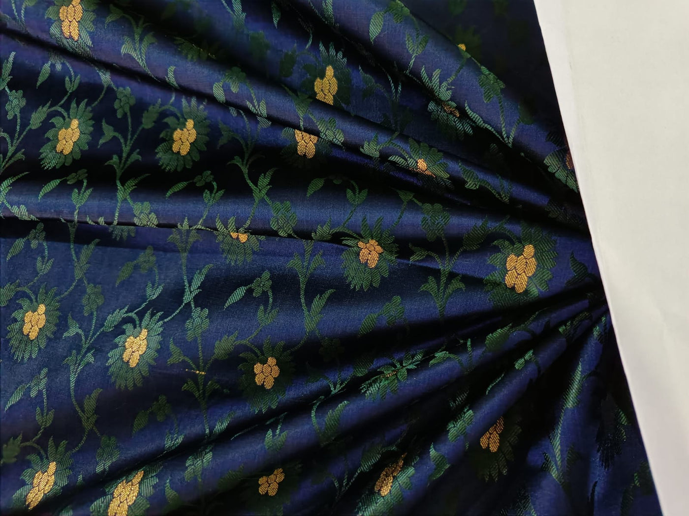 Silk Brocade fabric 44" wide BRO860 available in 3 colours [NAVY, YELLOW, ROYAL BLUE]