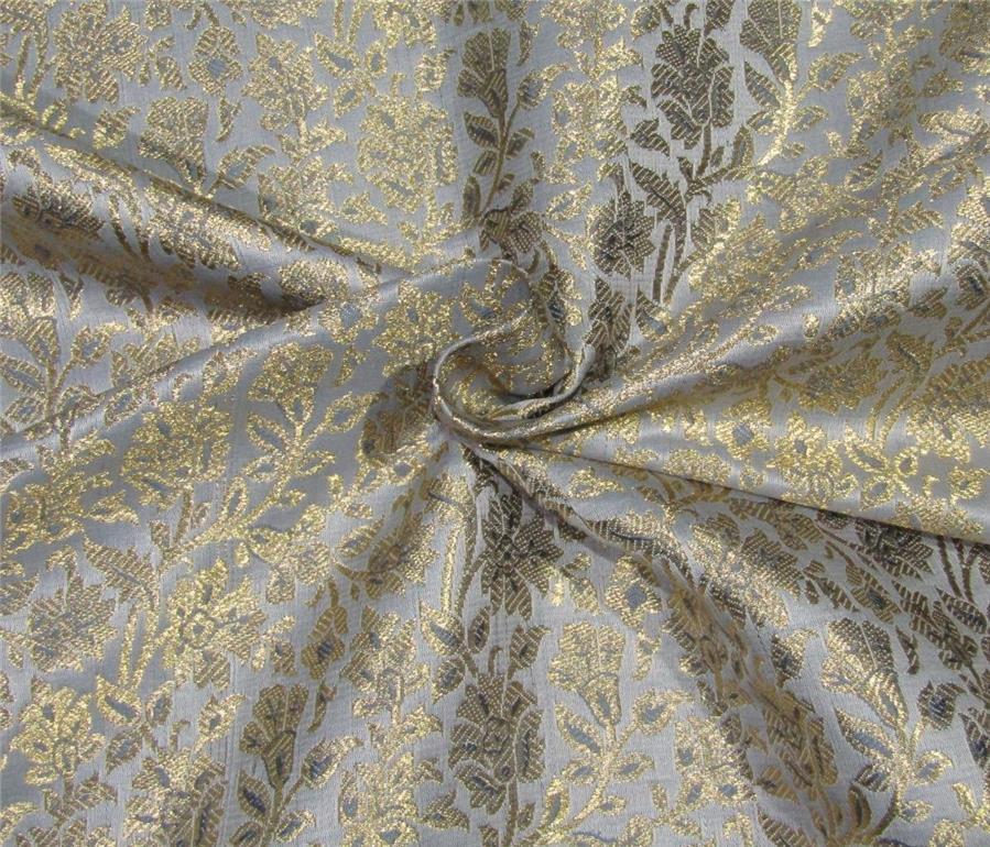 Brocade Fabric grey x metallic gold color 44&quot;