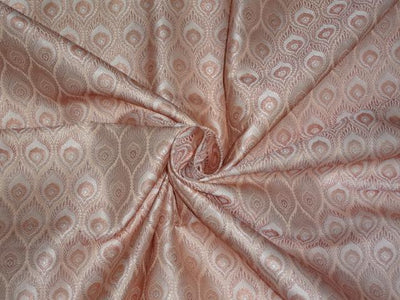 SILK BROCADE fabric CREAM,NUDE &amp; METALLIC ROSE GOLD 44&quot;