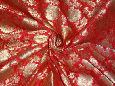 BROCADE FABRIC RED X METALLIC GOLD