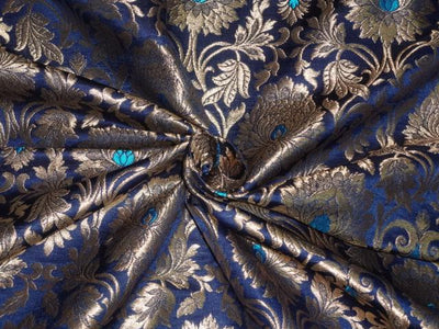 BROCADE FABRIC SHADED ROYAL BLUE X METALLIC GOLD