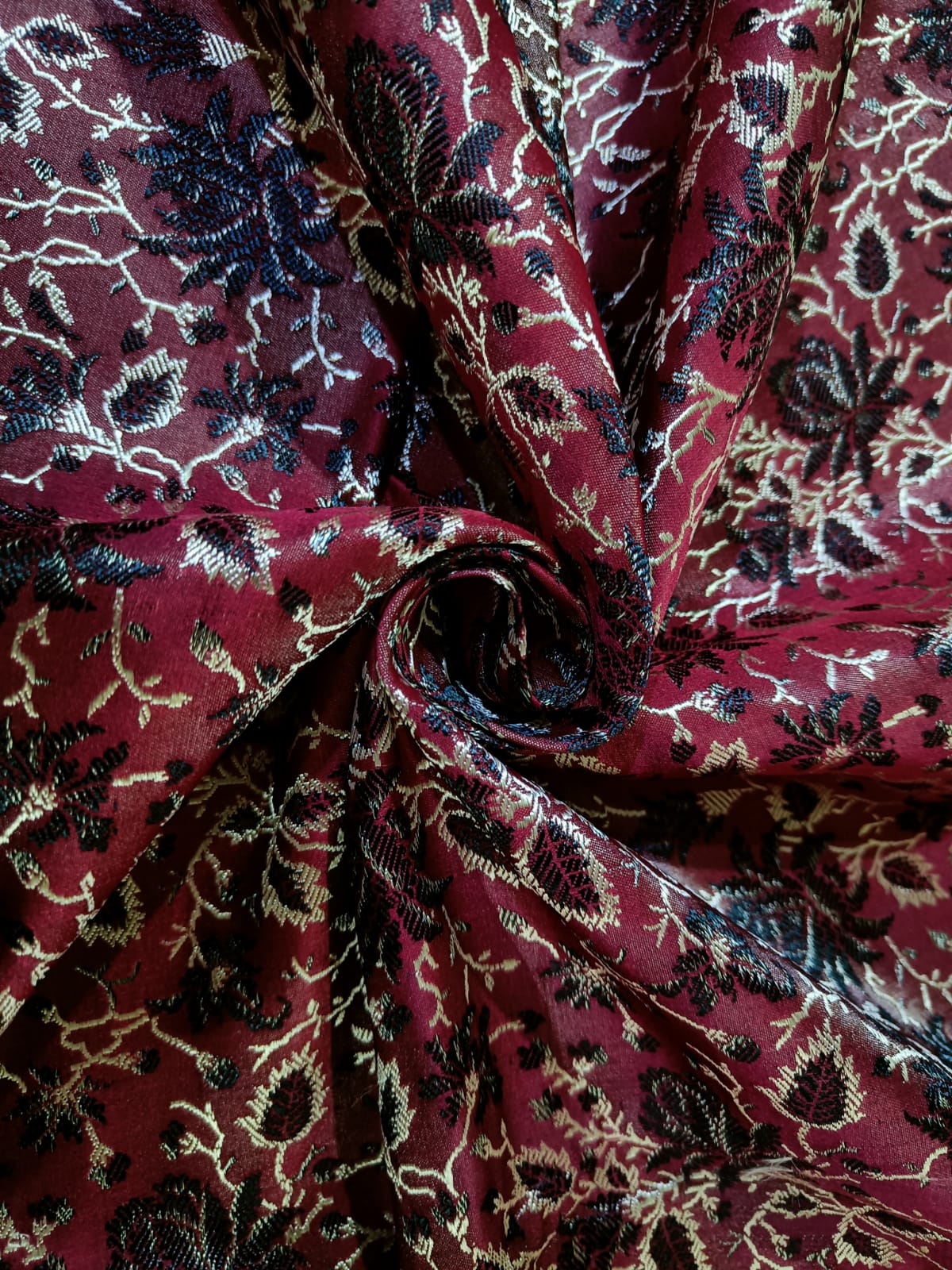Black Floral Velvet Brocade Fabric - Velvet Fabric - Fabric