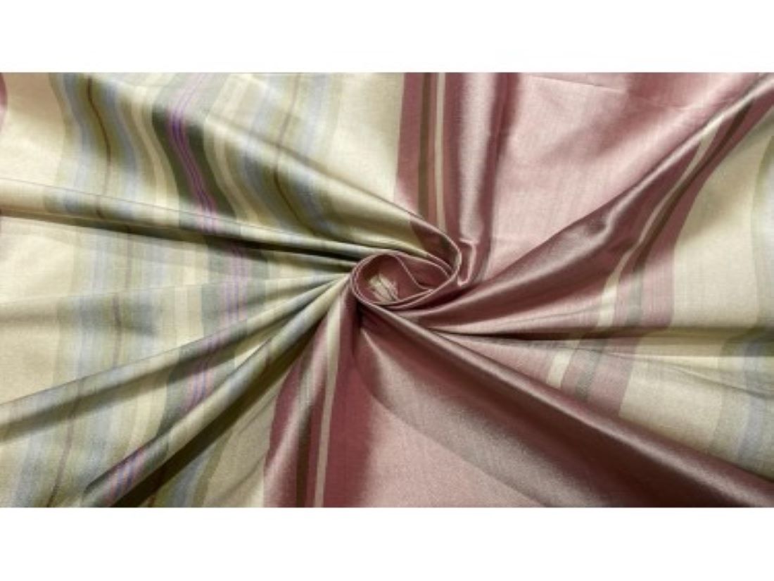 Silk Dupioni fabric 54&quot; Multi colour stripes DUP#S35[2]