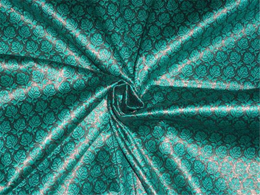 BROCADE FABRIC GREEN X METALLIC GOLD COLOR 44&quot;