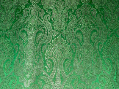 Silk Brocade fabric 44" wide BRO831 available in 8 colors [GREEN/ROSE PINK/RED/BISCUIT BEIGE/ EMRELED GREEN/PINK/ORANGE/ ELECTRIC BLUE]