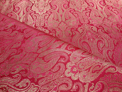 Silk Brocade fabric 44" wide BRO831 available in 8 colors [GREEN/ROSE PINK/RED/BISCUIT BEIGE/ EMRELED GREEN/PINK/ORANGE/ ELECTRIC BLUE]