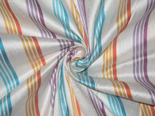 SILK Dupioni FABRIC Multi color stripes 54" WIDE DUPS23[2]