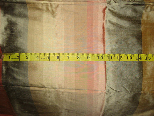 Silk Dupioni fabric 54&quot; Multi colour stripes DUP#S35[2]