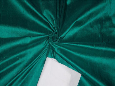 100% PURE SILK DUPIONI FABRIC DUSTY DARK GREEN colour 54&quot; wide WITH SLUBS*