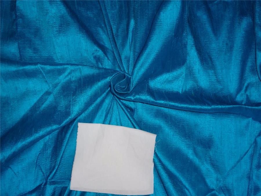 100% PURE SILK DUPIONI FABRIC LIGHT OCEAN BLUE colour 54&quot; wide WITH SLUBS*