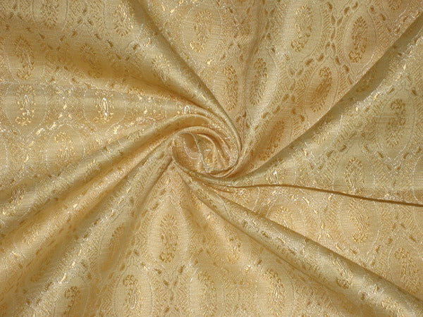 Silk Brocade fabric Cream &amp; Light Gold 44" wide BRO140[4]