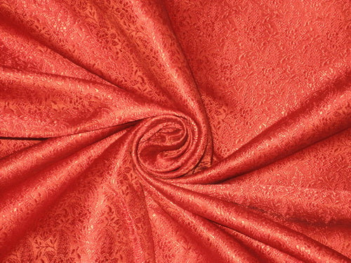 Silk Brocade fabric Red color 44&quot;