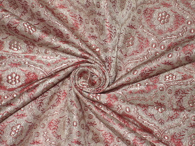 Silk Brocade fabric Reddish Pink color 44" wide BRO162[3]