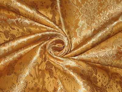 SILK BROCADE FABRIC Mango Yellow,Brown &amp; Gold colour 44" wide BRO170[1]