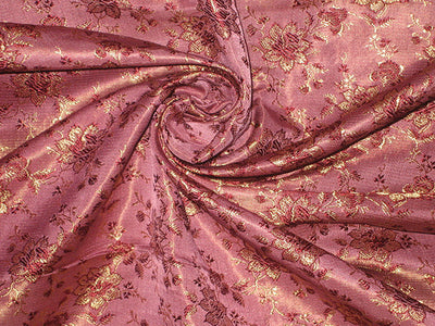 Silk Brocade Fabric Mauve, Maroon &amp; Gold floral 44" wide BRO28[3]