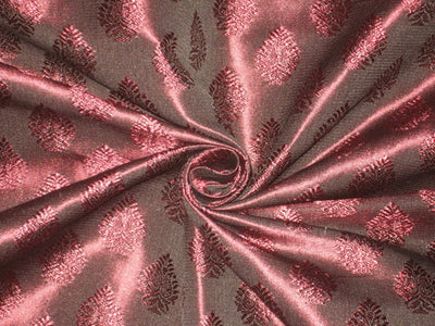 Spun Silk Brocade Fabric Dark Red Wine x Black Shot color 44" wide BRO178[4]