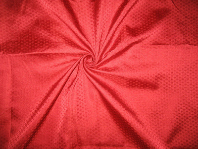 Pure SILK BROCADE FABRIC Medium Red Colour