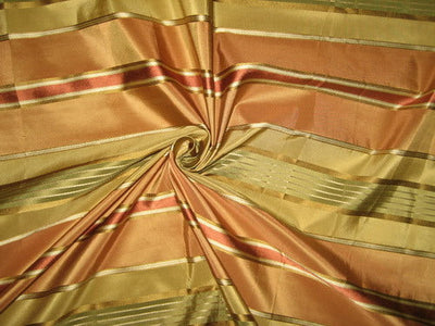 Silk Taffeta Fabric Rust,Green &amp; Gold with Satin Stripe 54&quot; wide   TAFS83[1]