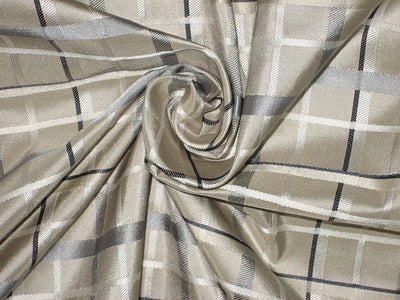 SILK TAFFETA FABRIC Silver,Grey &amp; Ivory satin plaids TAFCS#1