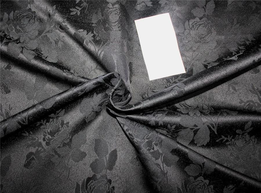 Silk brocade fabric jet BLACK 44" wide BRO664[3]