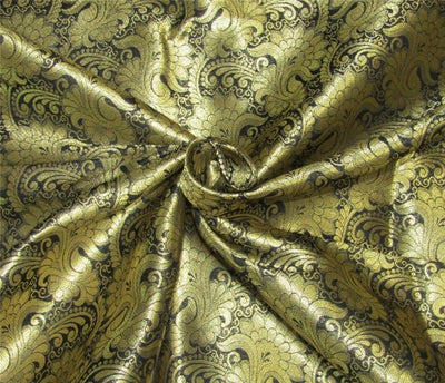 Brocade fabric black x metallic gold color 44&quot; wide