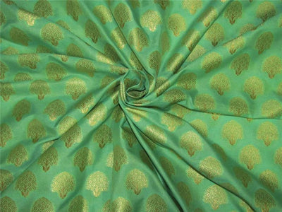 Brocade fabric pista green x metallic gold color 44&quot; wide